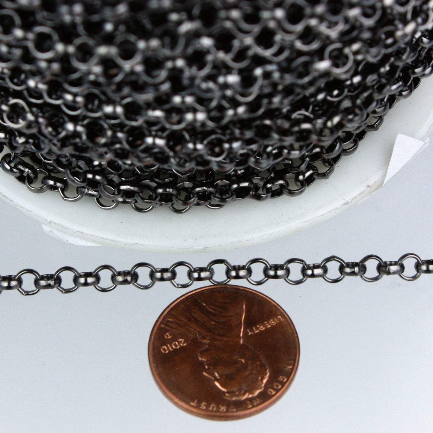 32 Feet Gunmetal Rolo Chain bulk - 3.8mm Unsoldered Link - Bulk Chain Chain - 38ROLO