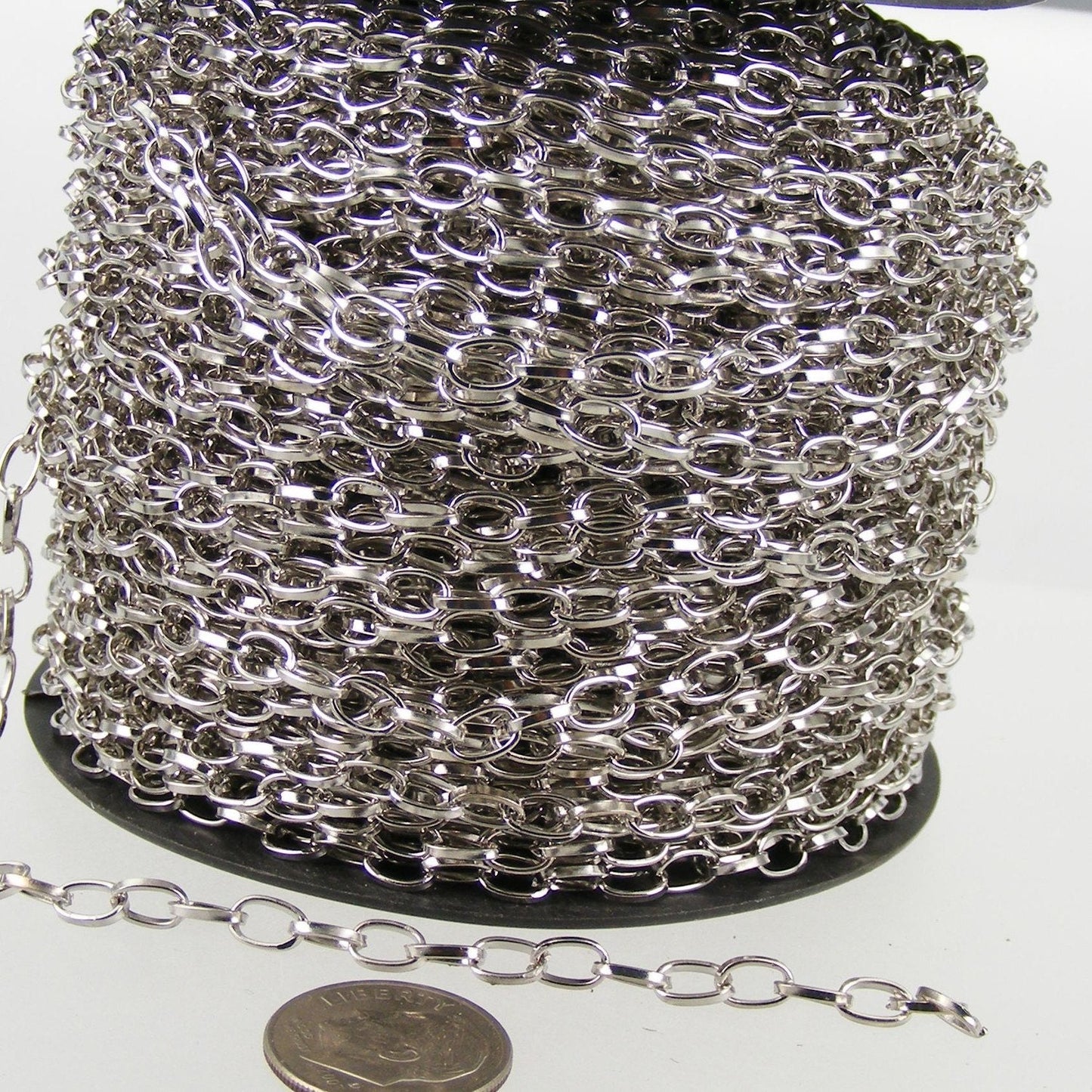 3/12/32/50 Feet of Rhodium/Antique Brass/Copper/Gunmetal/Gold Plated Drawn Cable Chain - 6.3x3.5mm Unsoldered Link - 6335DR