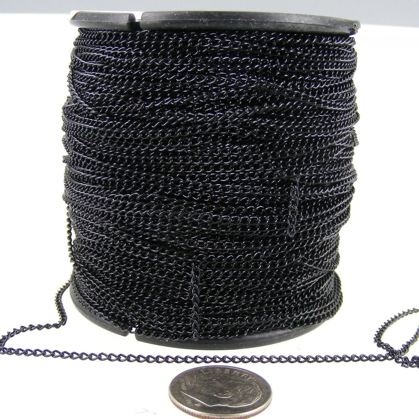 32ft. spool of black little curb chain - 1.3mm Soldered Link - 1.3S