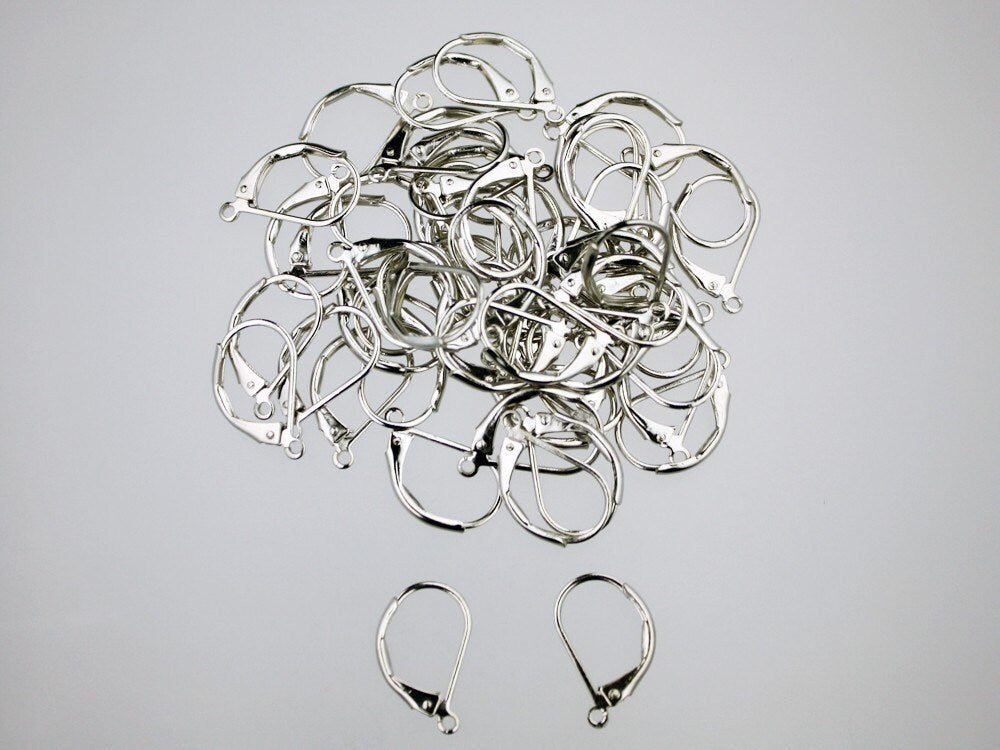 50 Antique Silver Rhodium Leverback Earrings earwire 10X15mm