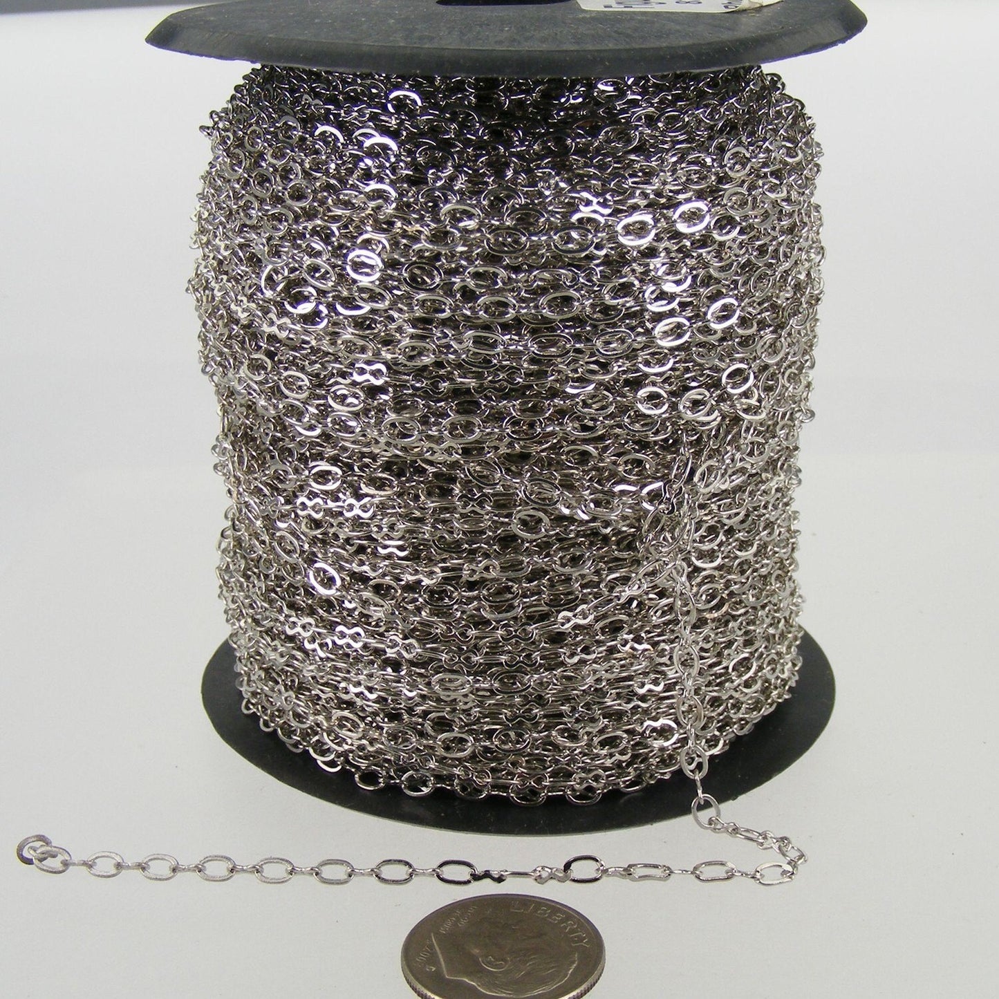 50 ft spool of Rhodium Plated SOLDER Figure 8 Chain - 4x3mm links - 843F
