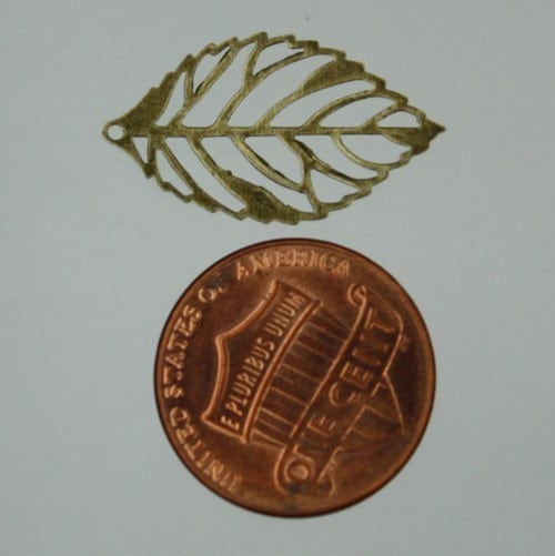 50 pcs of antiqued Brass finished leaf filigree focal 32x18mm