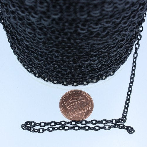 SALE Sale 100 ft of Black finished Textured Cable Chain - 4X3mm unsoldered link - 43TEX