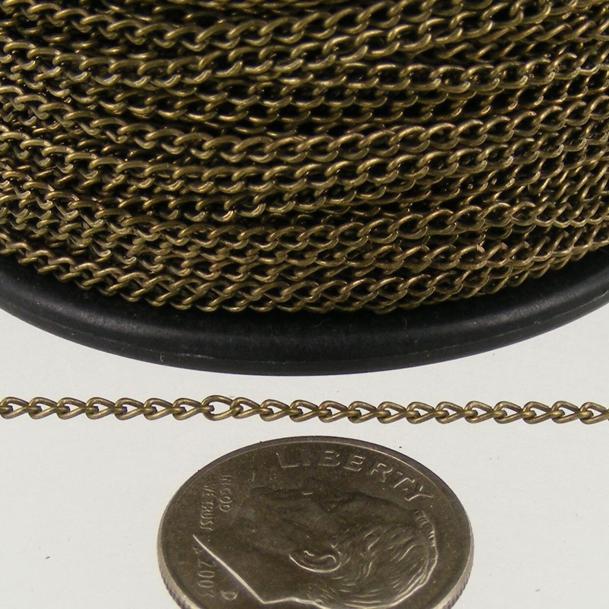 100 feet of Antique Brass Chain Bulk, little curb chain - 1.5mm Unsoldered link - 15curb