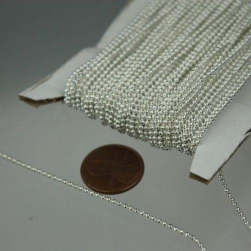 Sterling Silver Plated FACET BALL Chain - 32 ft. spool Ball chain Wholesale - 1.5mm w/ FREE 50 connectors (Crimp) - 15DC