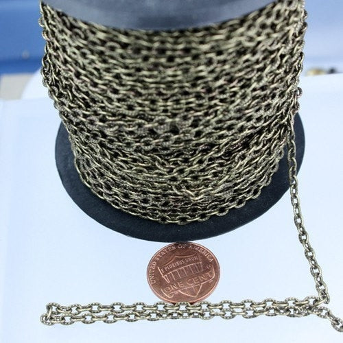 SALE Sale 50 ft of Antique Brass finished Textured Cable Chain - 4X3mm unsoldered link - 43TEX