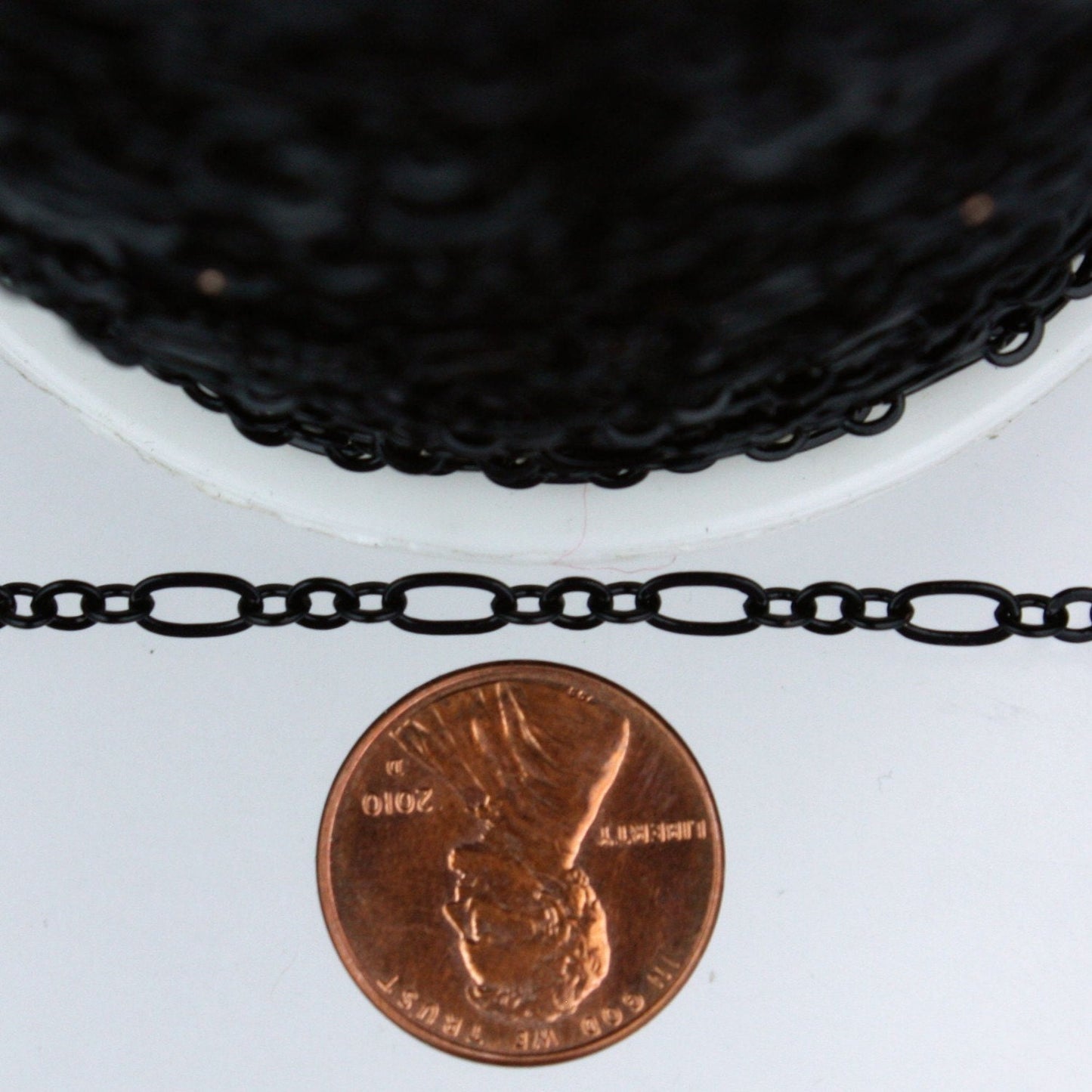 Black Bulk Chain, 10 ft of ( 3 and 1 ) Long and Short Chain Flat Cable Chain Necklace Chain 6.3 N 4mm - SOLDERED Chain 3429LS31