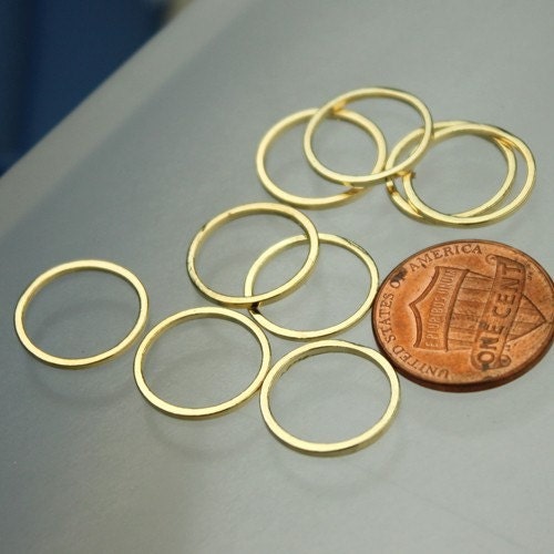 14mm Jump Rings - 20 pcs of 24K Gold plated on Solid Brass Link Jumprings - 14m 16Ga Closed Ring