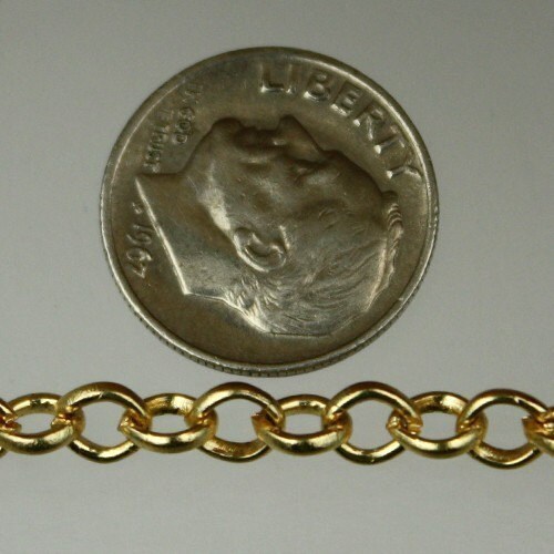 Gold Plated Rolo Chain bulk, 100 ft spool of ROLO cable chain - 4.7mm Unsoldered Links - Wholesale - 47ROLO