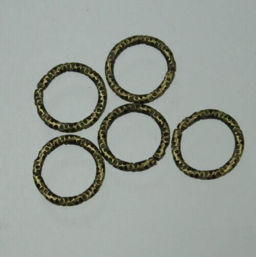 100 pcs of Antique Brass plated Textured jumpring - 9mm