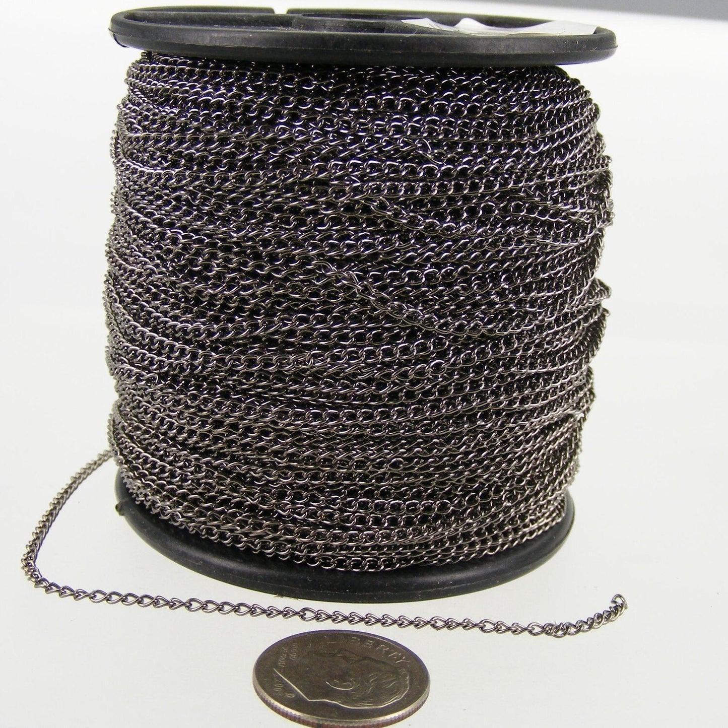 32ft. spool of Gunmetal little curb chain - 1.5mm Unsoldered link - 15CURB