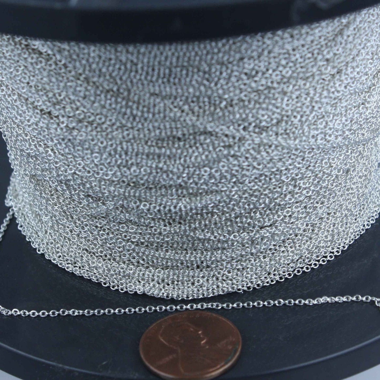 10 ft. of 925 SOLID Sterling Silver Tiny Round Cable Chain - 1.6x1.2mm - SS1612