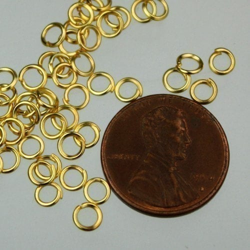 4mm Jump Rings, 200 Gold Plated Jump Rings Jumprings Open 4x0.6mm 22 Gauge 22G Link Connector Open Jump Rings - 6X4mm