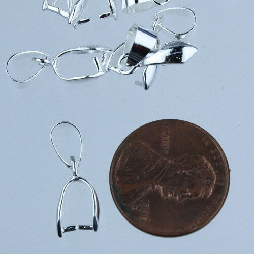 20 pcs of Silver Plated on Brass Pinch Ice Pick Bails Pendant Clasp - 19mm