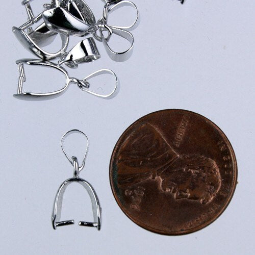 20 pcs of Rhodium Plated on Brass Pinch Ice Pick Bails Pendant Clasp - 19mm