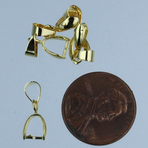 20 pcs of Gold plated on Brass Pinch Ice Pick Bails Pendant Clasp - 15mm