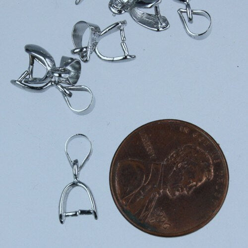 20 pcs of Rhodium plated on Brass Pinch Ice Pick Bails Pendant Clasp - 15mm