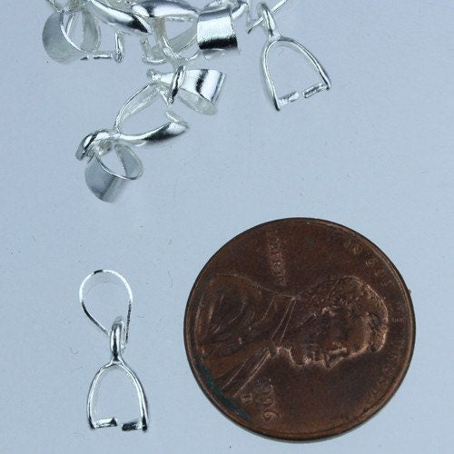 20 pcs of Silver plated on Brass Pinch Ice Pick Bails Pendant Clasp - 15mm