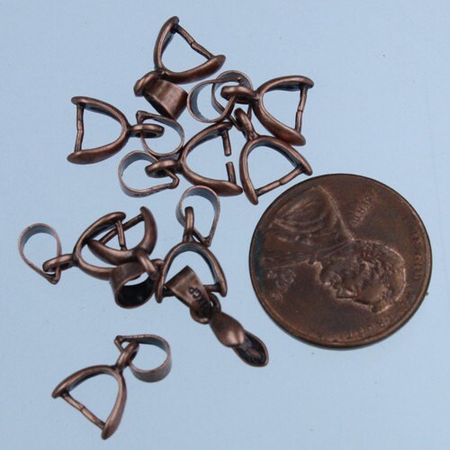 20 pcs of Antique Copper Plated on Brass Pinch Ice Pick Bails Pendant Clasp - 19mm