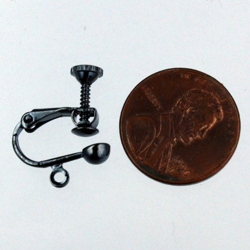 10 pcs of Gunmetal Finished on Brass Screw Back Earring Clips - 18x14mm