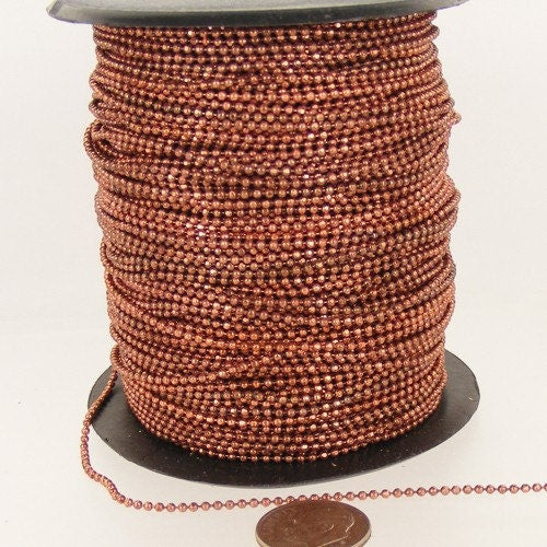 32 ft. of Antique copper finished brass Facet ball chain - 1.5mm ball size - 15DC