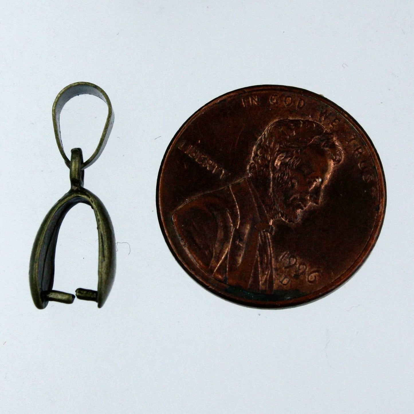 20 pcs of Antique Brass Plated on Brass Pinch Ice Pick Bails Pendant Clasp - 15mm