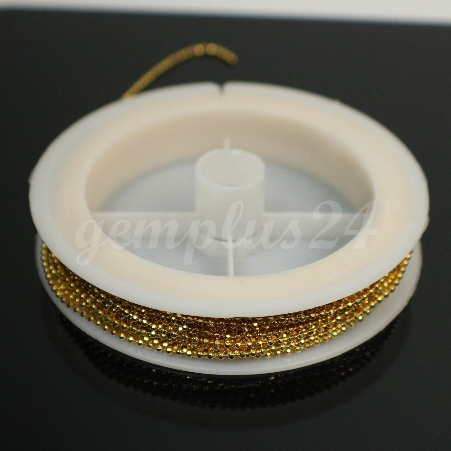 32 Ft Spool of Champagne Gold (Pinky Gold) Plated facet BALL Chain - 1.5mm Ball/Beads Size - Bulk Ball chain Wholesale - 15DC