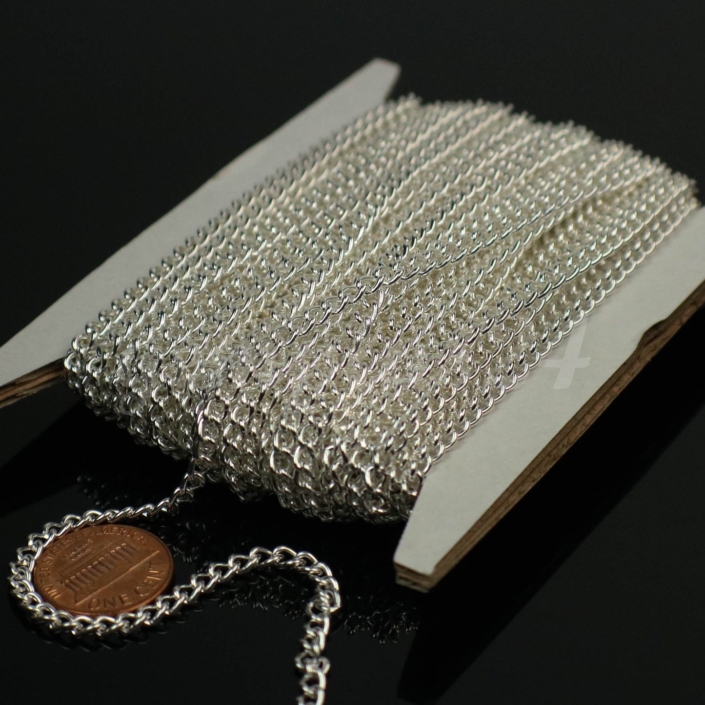 NEW 100 feet Sterling Silver Plated Curb Chain BIG Chunky Sturdy Curb Chain - 3.6mm width 1.0mm Wire Unsoldered - 36CURB