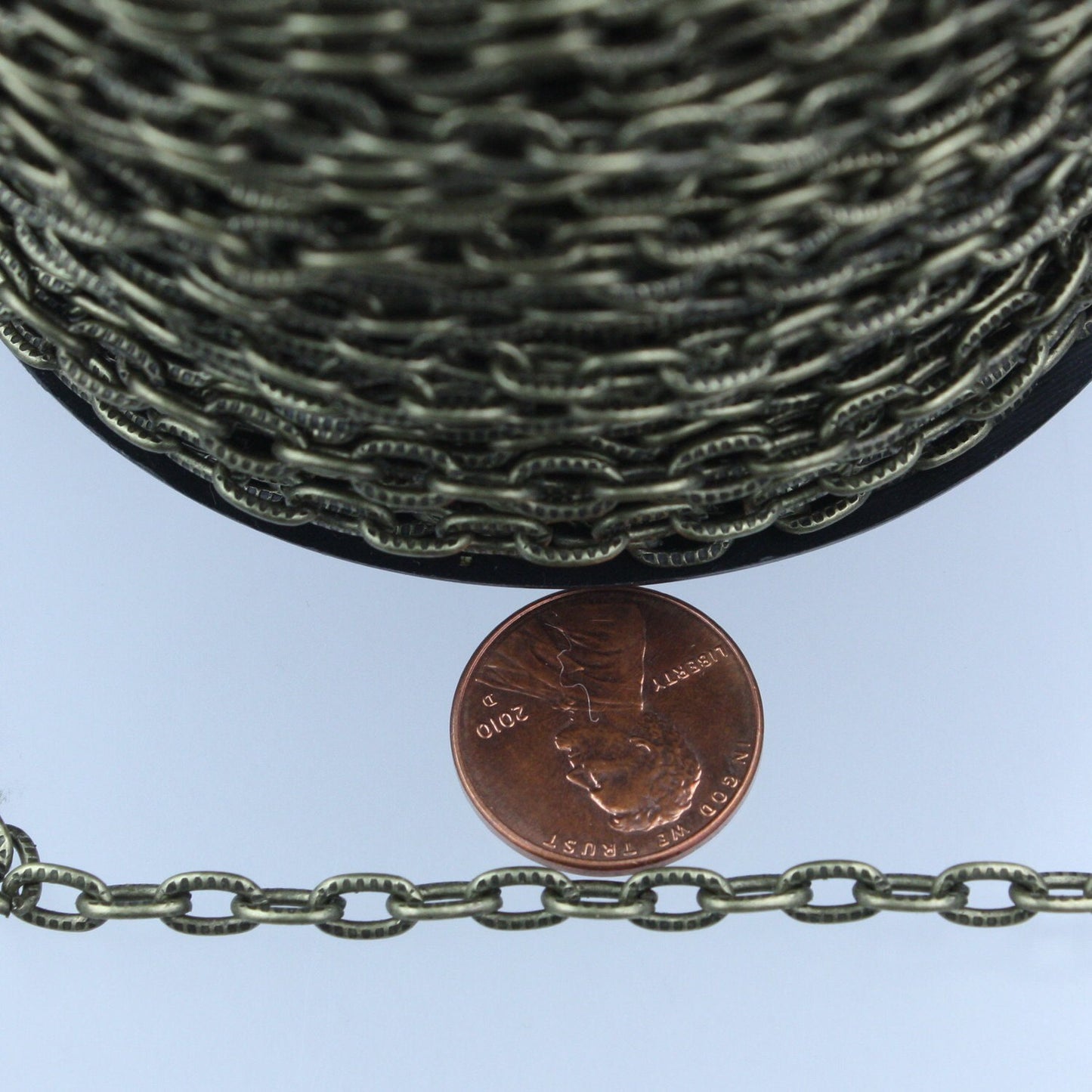 10 ft. of Antique Brass Textured Drawn Oval Round Cable Chain - 7.2x4.2mm Unsoldered Link - 7242TX