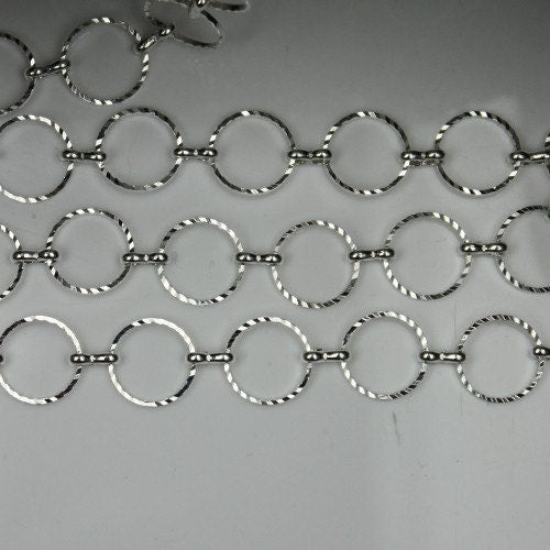 5ft of Silver plated brass circle quick links chain - 12mm (diamond cut)