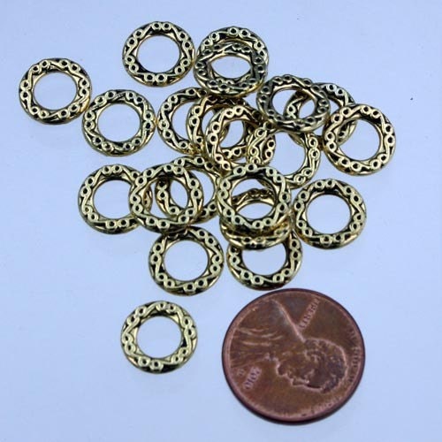 20 pcs of Antique Gold Finished fancy Jumpring Donut Ring Link 10mm round - Soldered Link 1.8mm thickness18mmLink