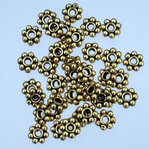 200 pcs - Antique Gold Finished Daisy Flower Spacer Beads - 5mm