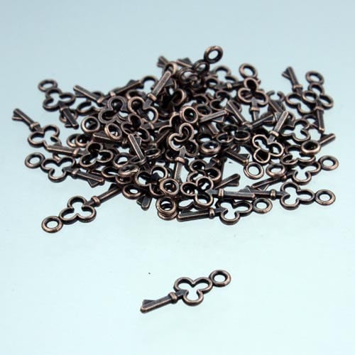 50 pcs of Antiqued Copper finished key charm drop 16.8x6.8mm