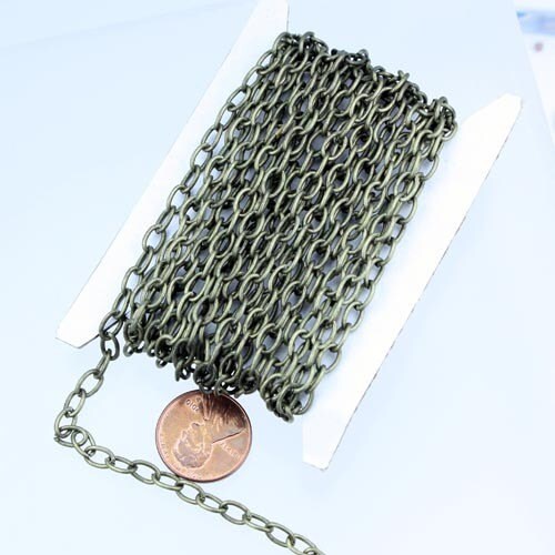 100 ft. of Antique Brass Finished Big Chunky Cable Chain - 6.8x4.2mm-1.0mm 18G Wire Unsoldered Link - Ship from California USA - 6842CA