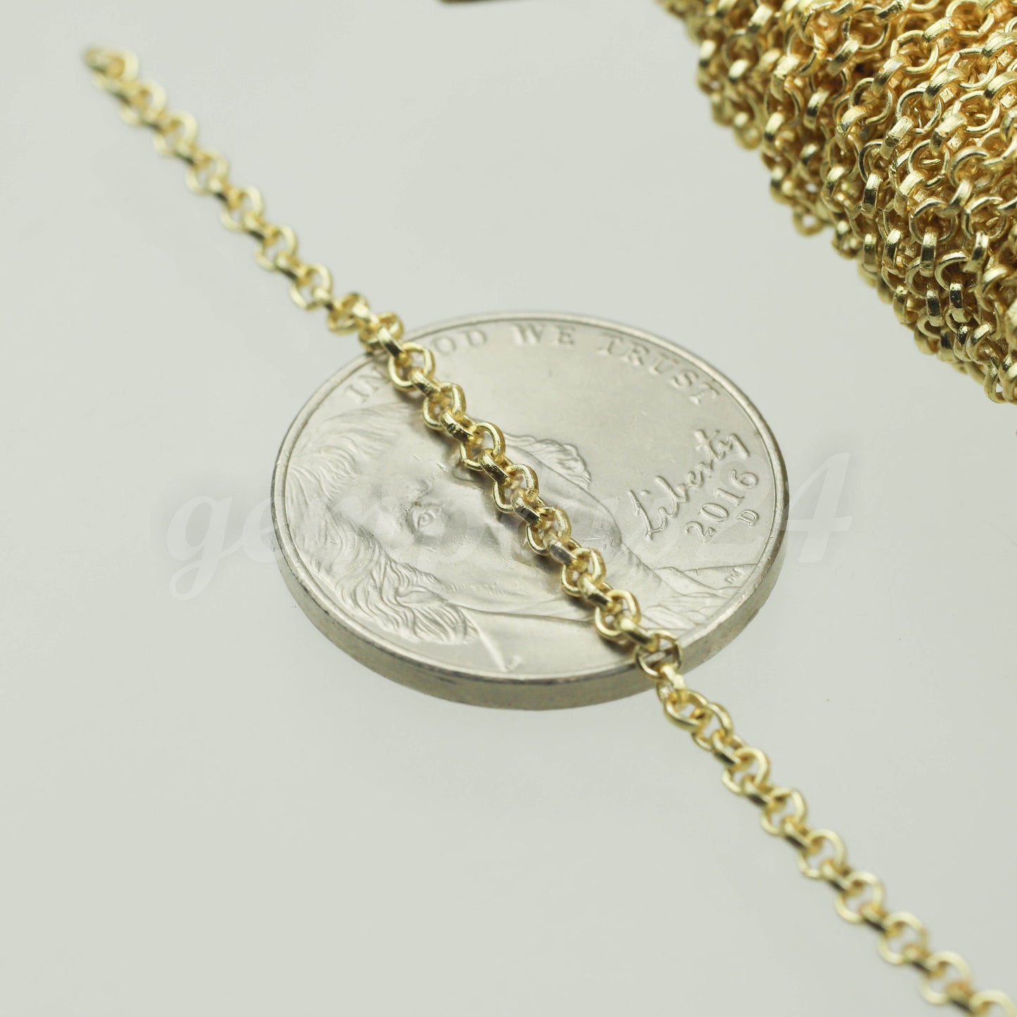 50 feet TARNISH Resistant Tarnish FREE Anti Tarnished 18K Gold Plated Rolo Chain bulk - 2.0mm 2mm SOLDERED Link AT2.0BL
