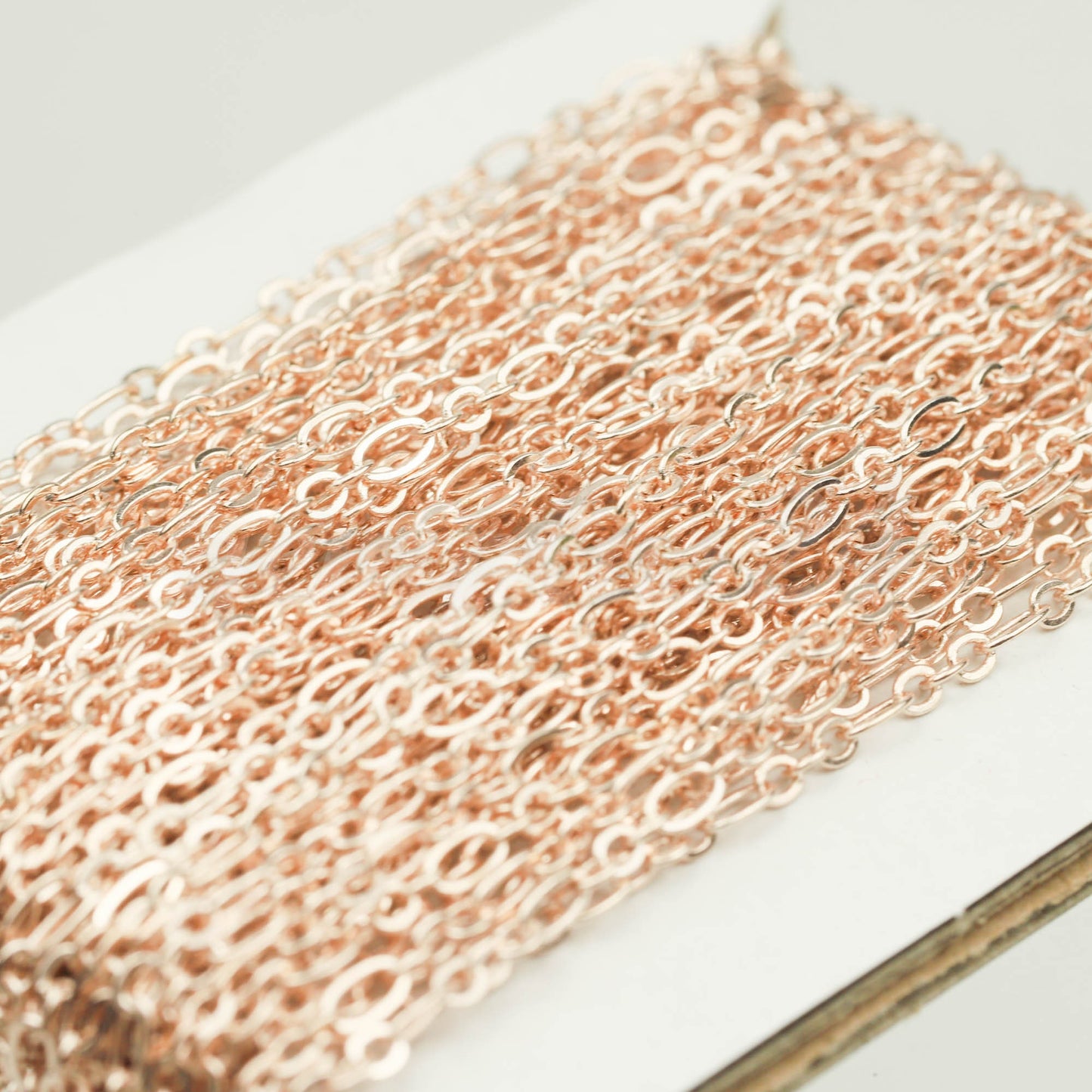 100 ft TARNISH Resistant Tarnish Anti Tarnished Champagne/Pink Gold Long and Short (Small 3 and 1) SOLDERED Chain - 4.5x2.5mm - ATLS317F31