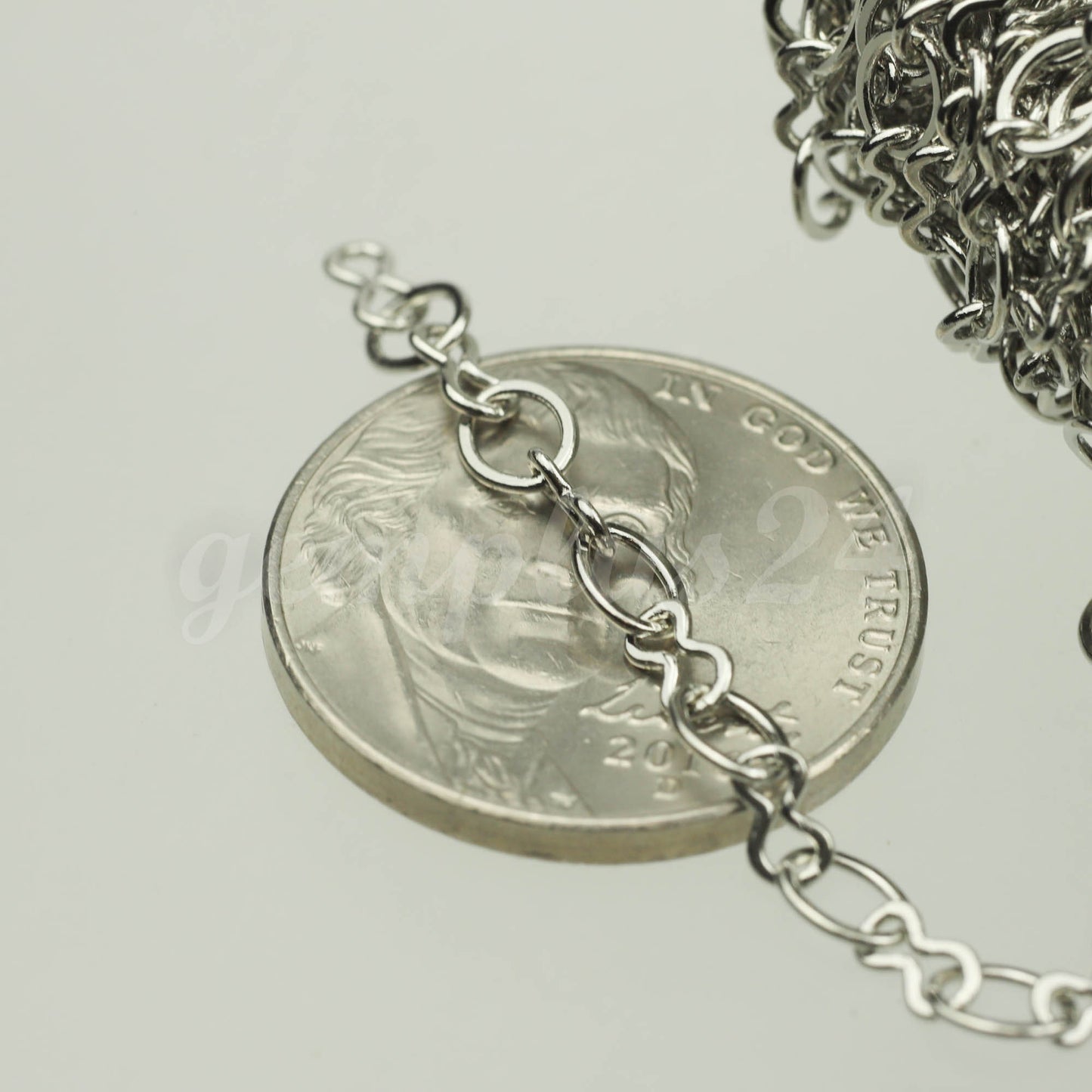 10 feet Rhodium Plated SOLDERED BIG Fashion Figure 8 Connector Chain - 4.5x3.8mm Soldered Link FIG8L
