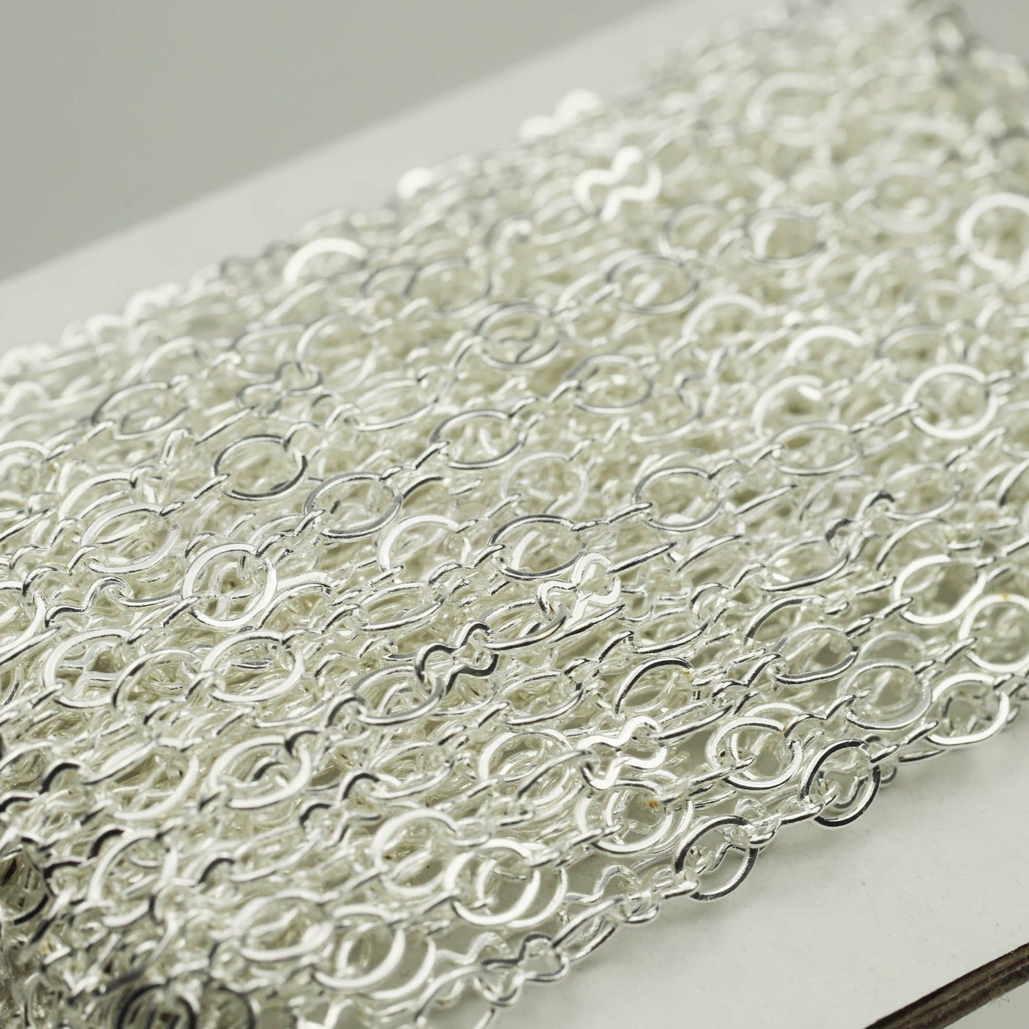 100 feet Sterling Silver Plated SOLDERED BIG Fashion Figure 8 Connector Chain - 4.5x3.8mm Soldered Link FIG8L