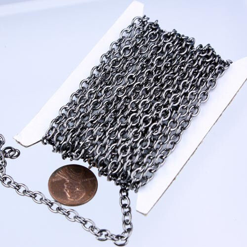 32 ft of Gunmetal Finished Big Heavy Chunky Cable chain - 6.0x4.5 1.2mm 16G Wire unsoldered links - 6045CA