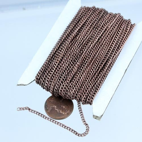 12 ft of Antique Copper Finished Curb Chain Vintage Style - 2.2mm 0.6mm Unsoldered Link - 2.2S