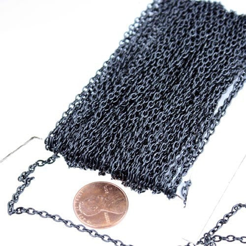 50 ft of Black Finished Cable Chain - 3.8x2.7mm 0.7mm Unsoldered Link - 3827CA