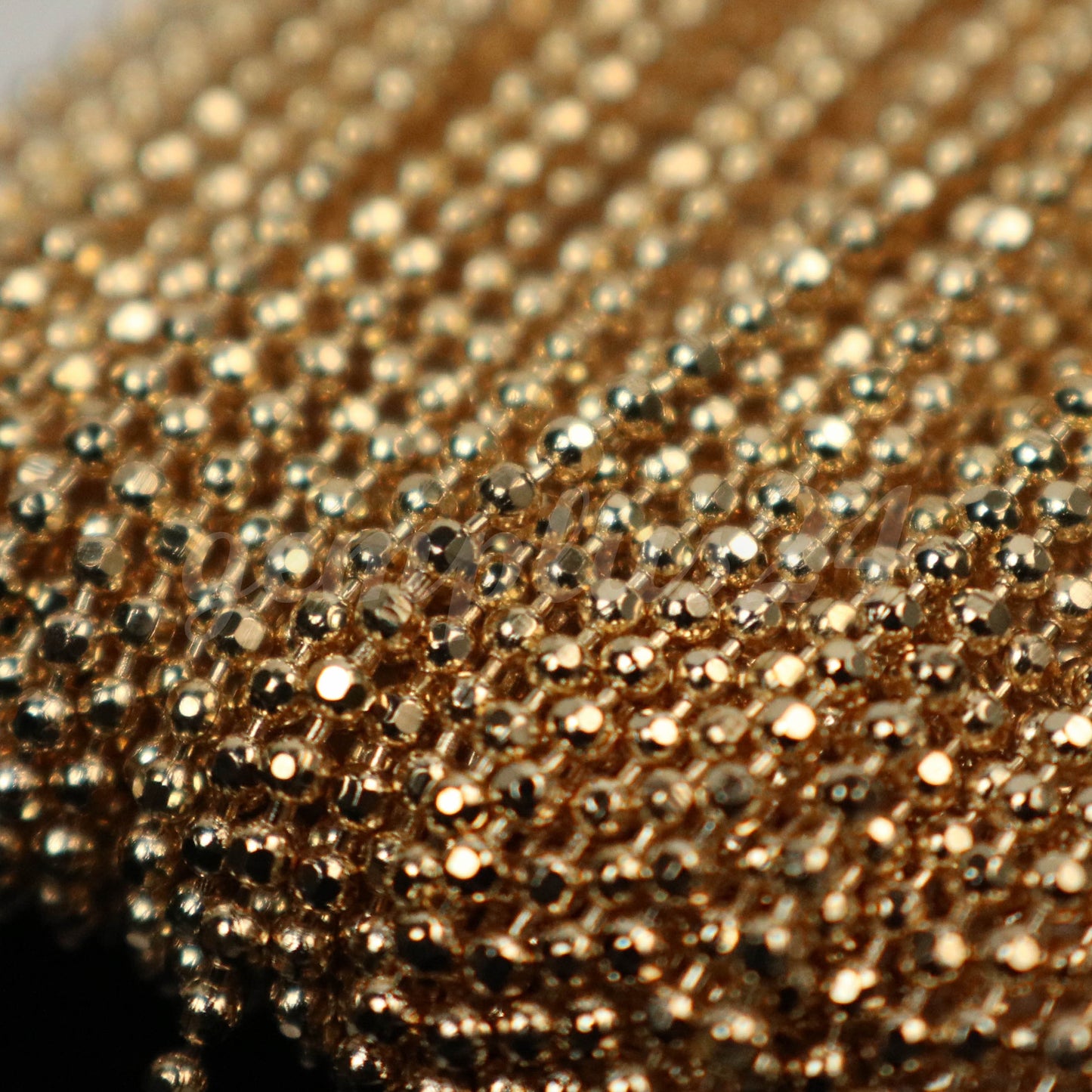 32 Ft Spool of Champagne Gold (Pinky Gold) Plated facet BALL Chain - 1.5mm Ball/Beads Size - Bulk Ball chain Wholesale - 15DC