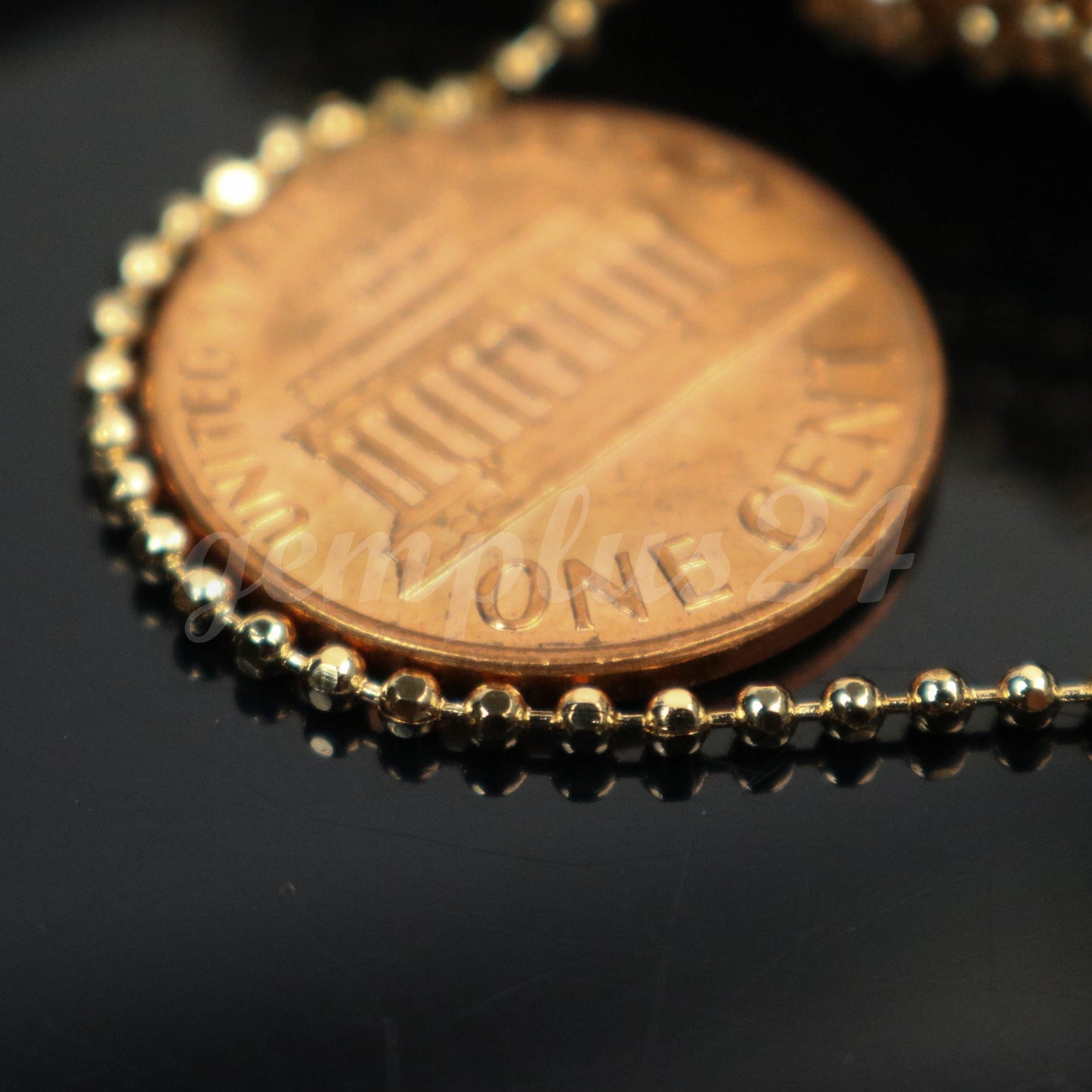 32 Ft Spool of Champagne Gold (Pinky Gold) Plated facet BALL Chain - 1.5mm Ball/Beads Size - Bulk Ball chain Wholesale - 15DC