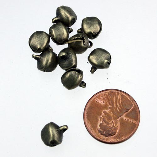 300 pcs antique brass finished bell drop/charm - 8mm