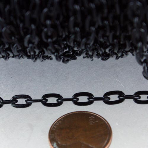 10 ft of Black Finished Flat BIG Heavy Drawn Cable Chain -7.1x4.3mm 1.2mm Unsoldered Link - 7143FL