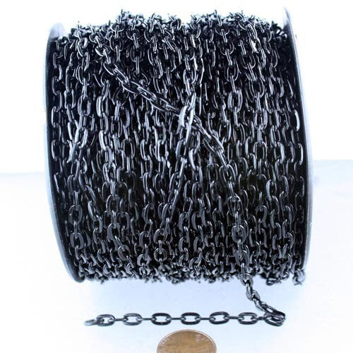 10 ft of Black Finished Flat BIG Heavy Drawn Cable Chain -7.1x4.3mm 1.2mm Unsoldered Link - 7143FL