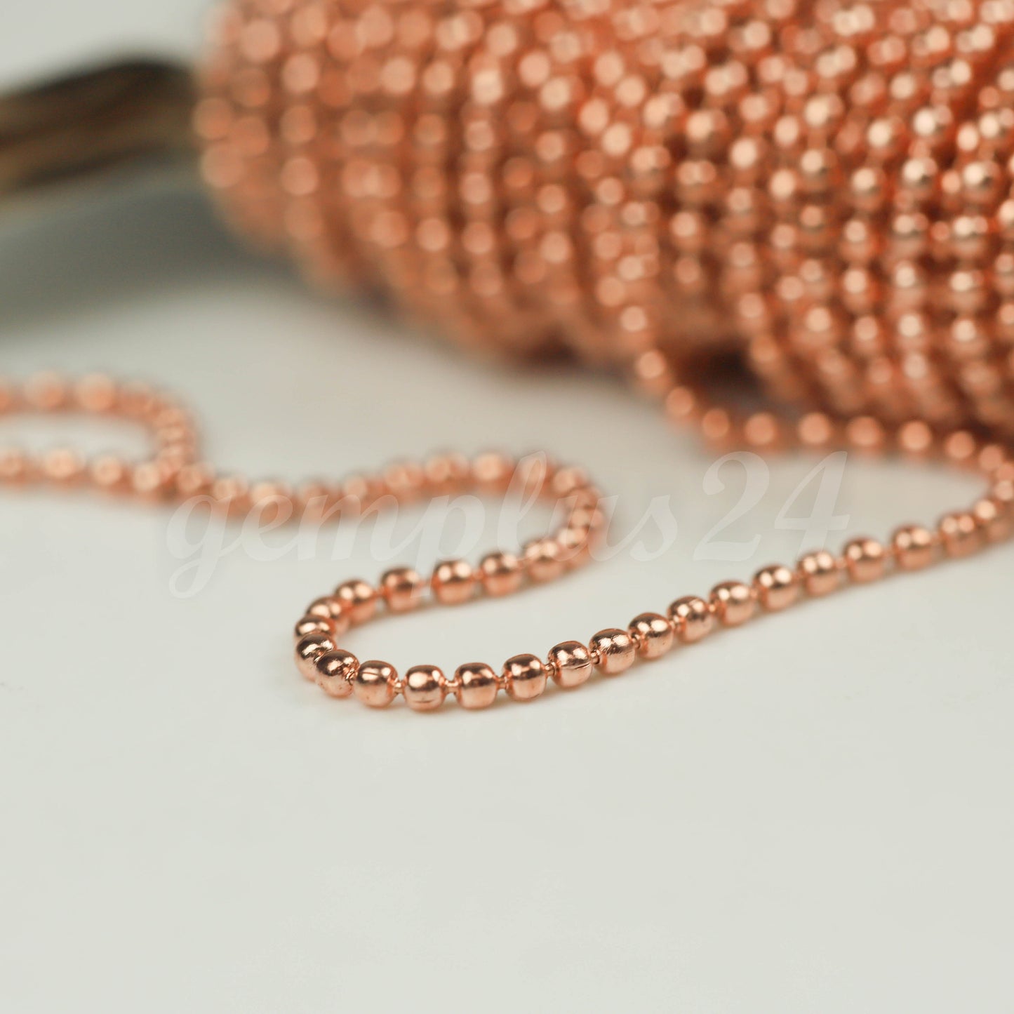 New Bright Copper Chain 3 feet Ball Chain ROUND micro ball chain - 1.2mm ball size w/ FREE 2 connectors (Insert or Crimp) - 12BALL