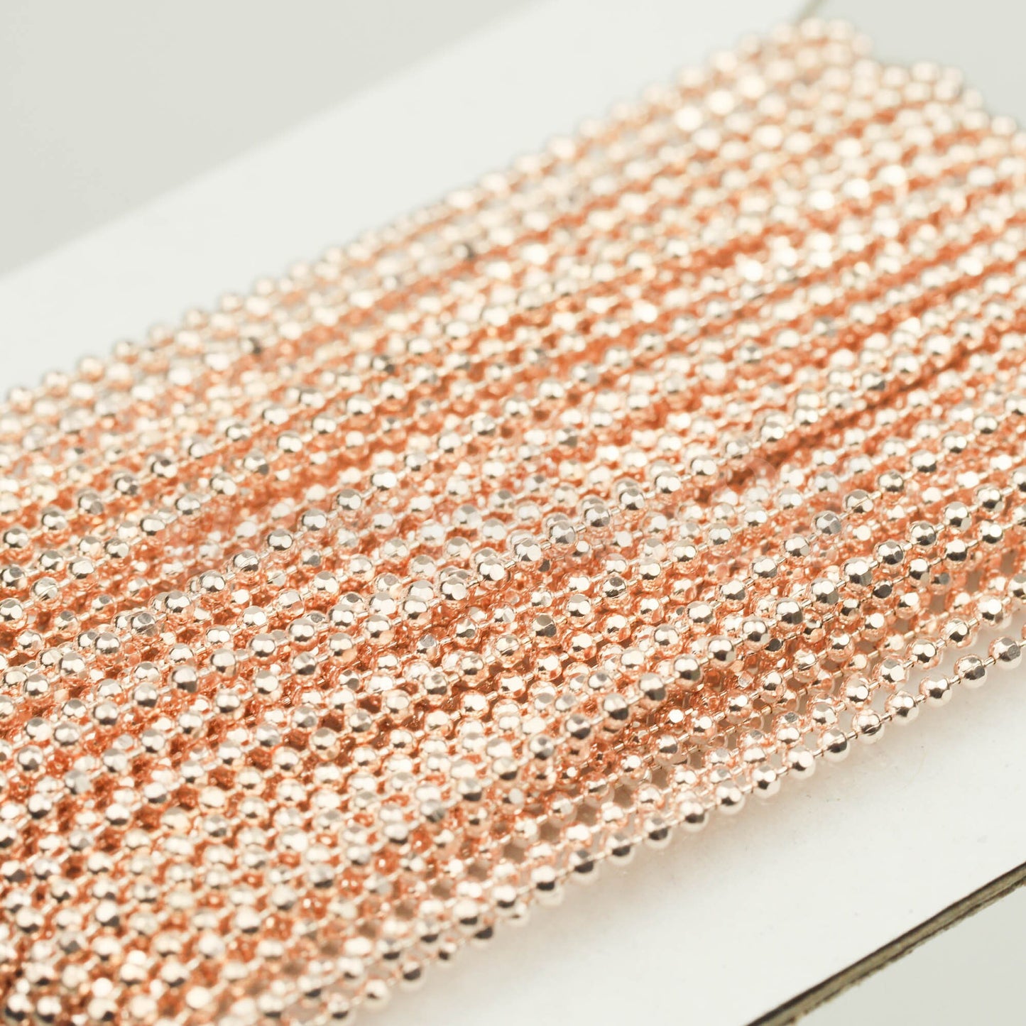 100 Ft Spool of ROSE Gold Plated FACET Ball Chain - 1.2mm Ball/Beads Size - Bulk Ball chain Wholesale - 12DC
