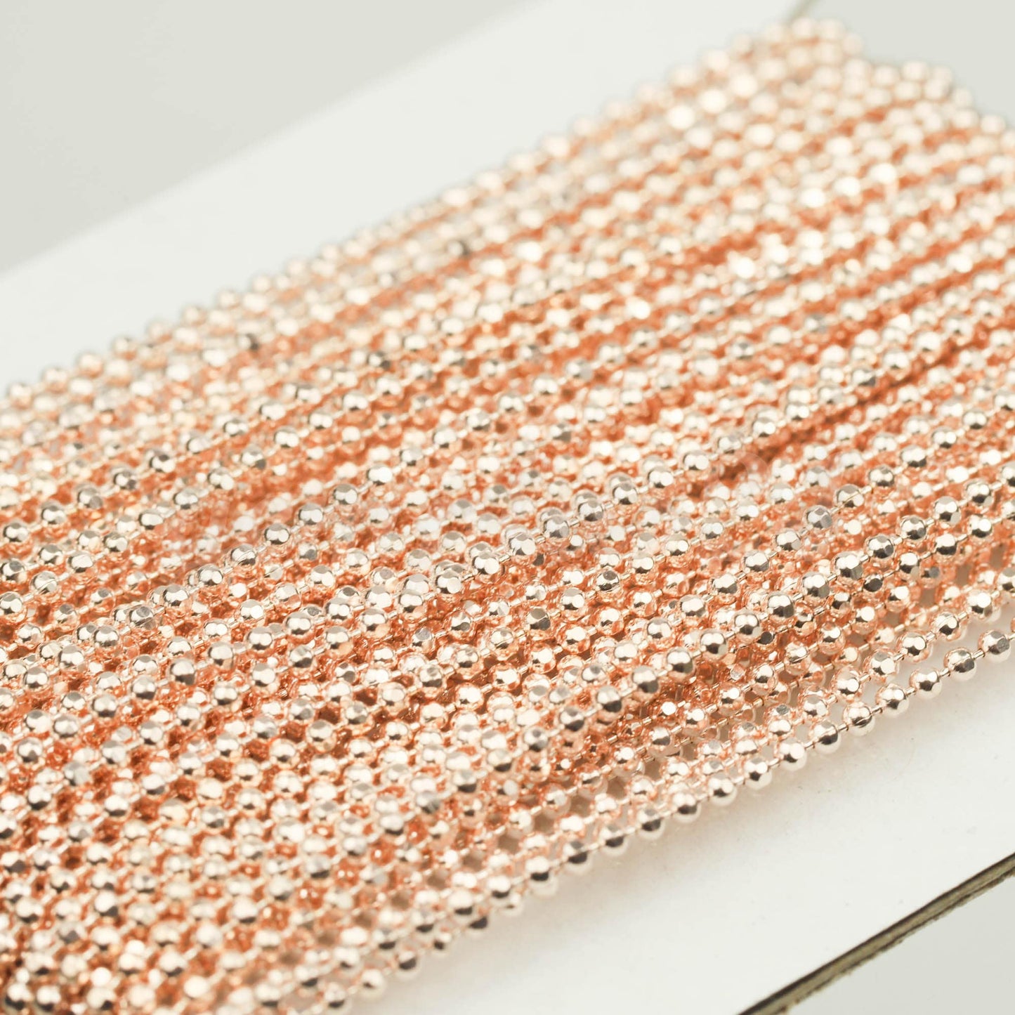3 Ft Spool of ROSE Gold Plated FACET Ball Chain - 1.2mm Ball/Beads Size - Bulk Ball chain Wholesale - 12DC