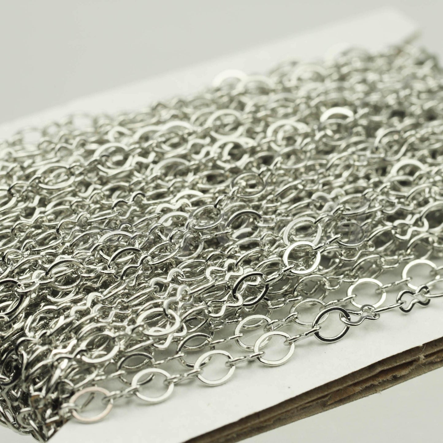 300 feet Rhodium Plated SOLDERED BIG Fashion Figure 8 Connector Chain - 4.5x3.8mm Soldered Link FIG8L